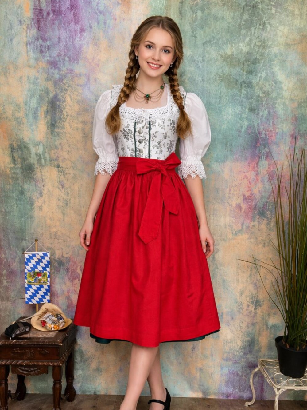 📌Chiemseer Bavarian Dirndl Original Traditional High-Quality w/ Blouse & Apron